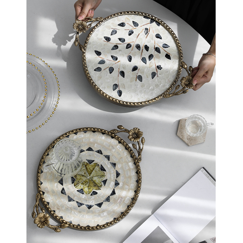 Luxury Skincare Tray - الإبداعية الفاخرة قذيفة مزخرفة علبة معدنية
