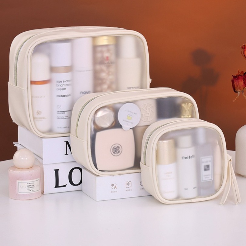 Luxury Skincare Samples - مجموعة حقائب مكياج فاخرة شبه شفافة،