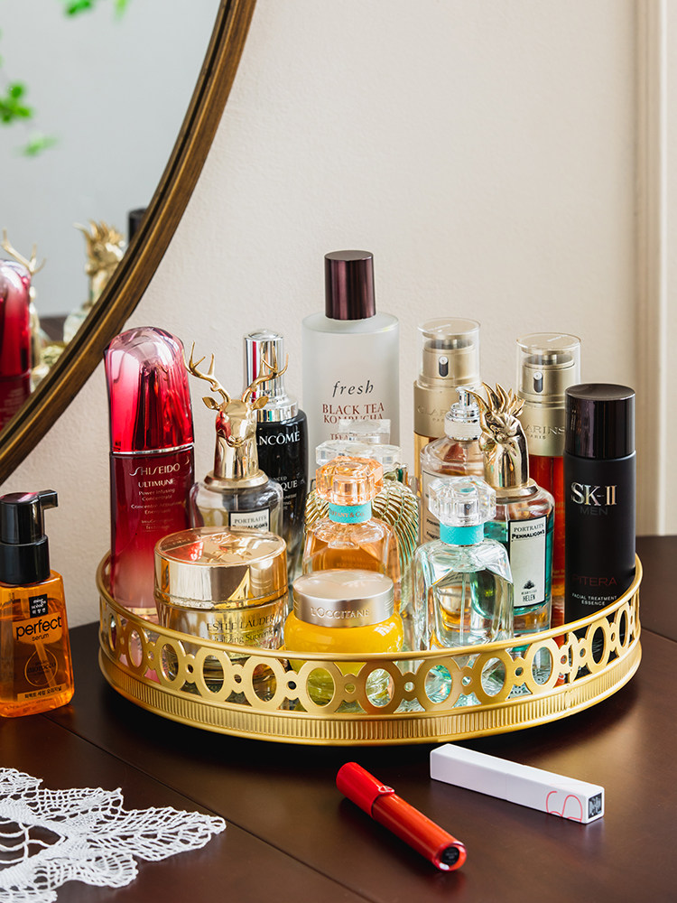 Luxury Skincare Tray - صينية تخزين دوارة فاخرة من النحاس