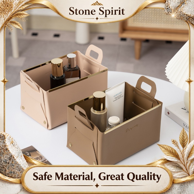 Luxury Skincare Tray - صندوق تخزين جلدي، منظم فاخر لمستحضرات