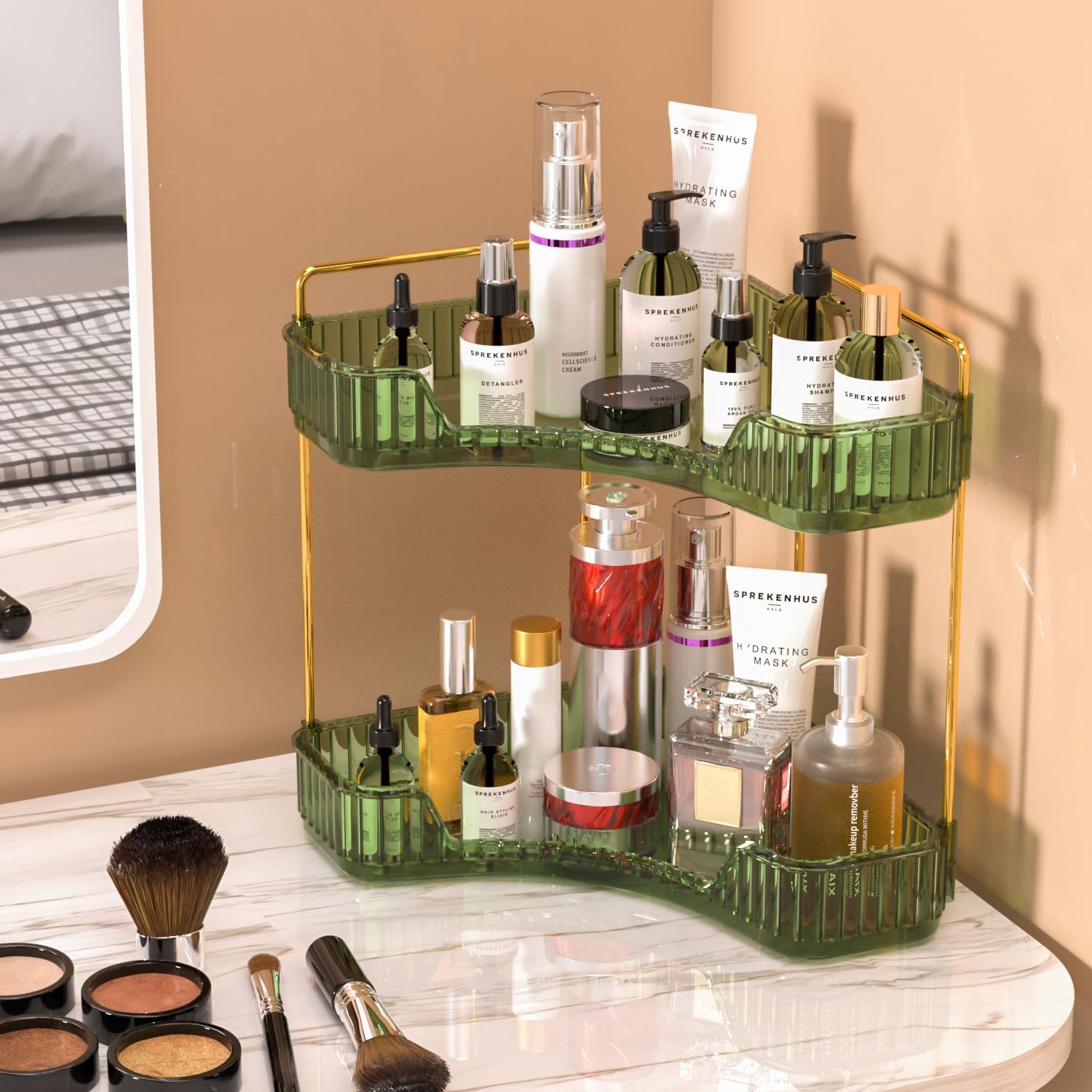 رف تخزين شفاف من طبقتين للحمام - مراجعة Luxury Skincare Tray وسعره