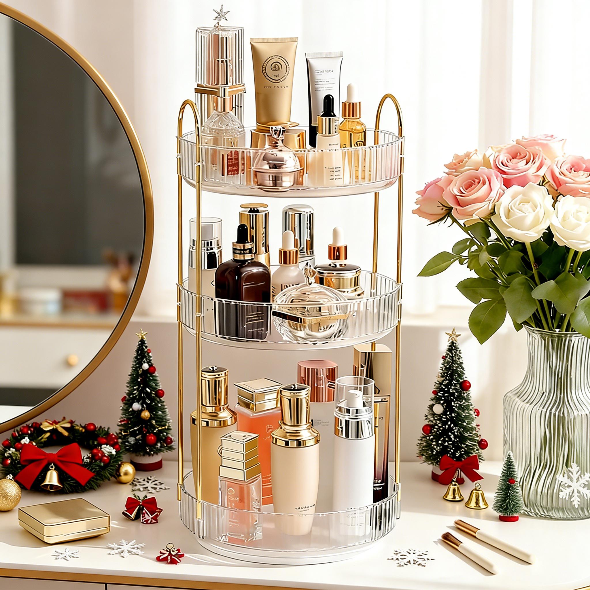 منظم حمام شفاف بثلاث طبقات، رف - مراجعة Luxury Skincare Tray وسعره